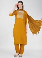 Cotton Mustard Daily Wear Embroidery Work Readymade Salwar Suit